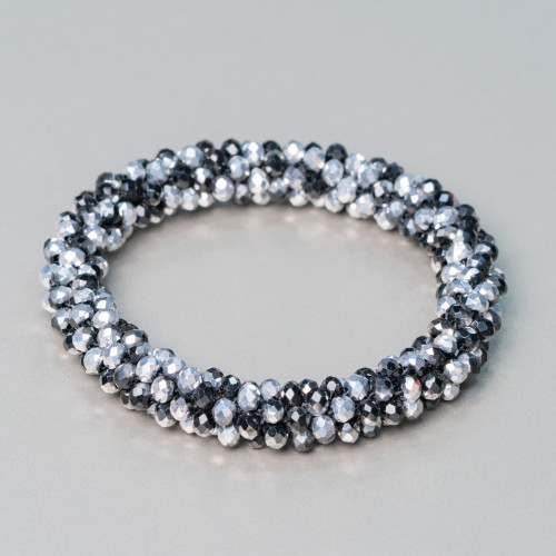 Elastic Bracelet of Intertwined Crystals 10mm with 4.5mm Crystals 1pc MOD10