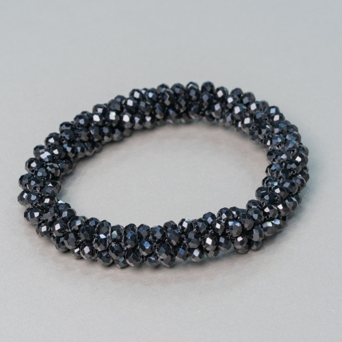 Elastic Bracelet of Intertwined Crystals 10mm with 4.5mm Crystals 1pc MOD40