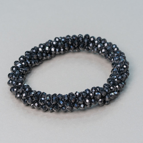 Bracciale Elastico Di Cristalli Intrecciati 10mm Con Cristalli da 4,5mm 1pz MOD40