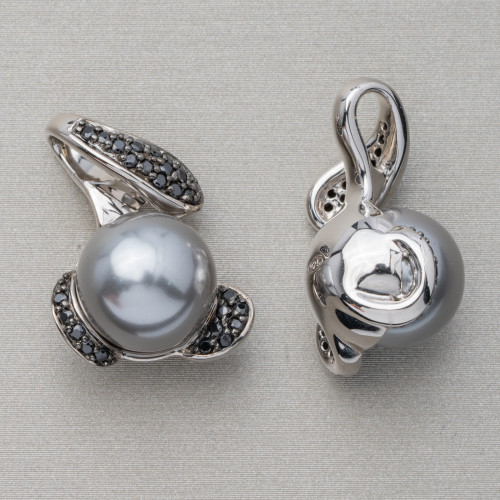 925 Silver Pendant With Mallorcan Pearls 17x40mm