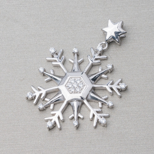925 Silver Pendant With Snowflake Zircons 31mm