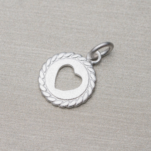 Pendant Pendant Of 925 Silver Satin Plate With Heart 12mm And Ring 10pcs