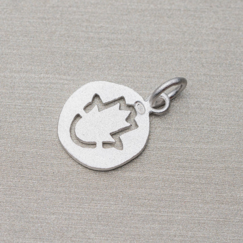 Pendant Of 925 Silver Satin Plate With 12mm Tulip And Ring 10pcs