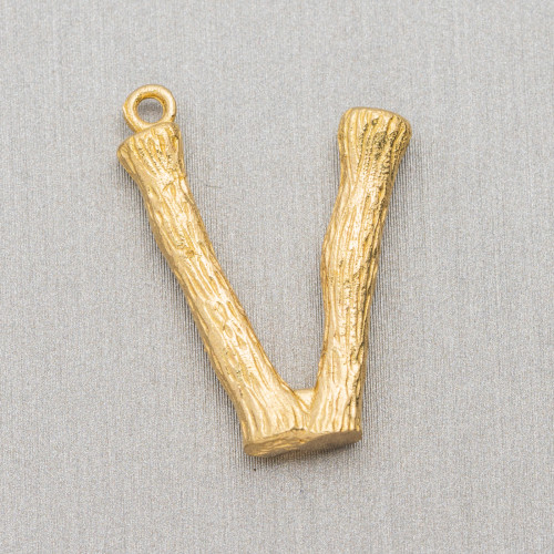 Bronze Alphabet Letter Pendant Component 15pcs 15-24mm V