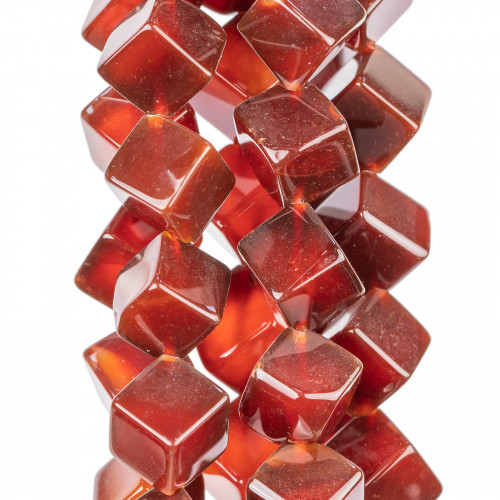 Red Cube Carnelian With 11mm Diagonal Hole
