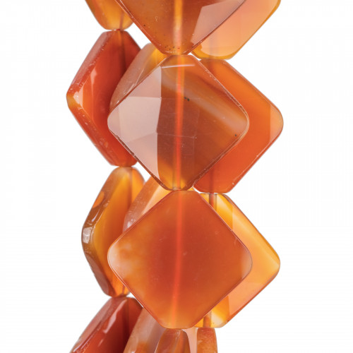 Red Carnelian Flat Faceted Rhombus 30mm