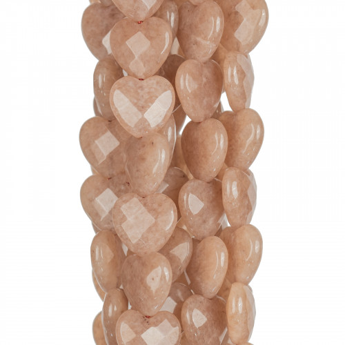 Brown Jade Heart Flat Faceted 12mm
