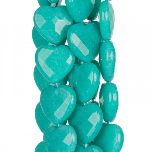 Turquoise Jade Heart Faceted Flat 20mm