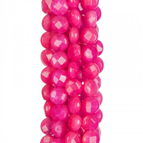 Fuchsia Jade Round Flat Faceted 08mm