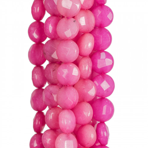 Fuchsia Jade Round Flat Faceted 10mm Clear