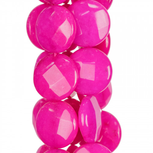 Fuchsia Jade Round Flat Faceted 20mm