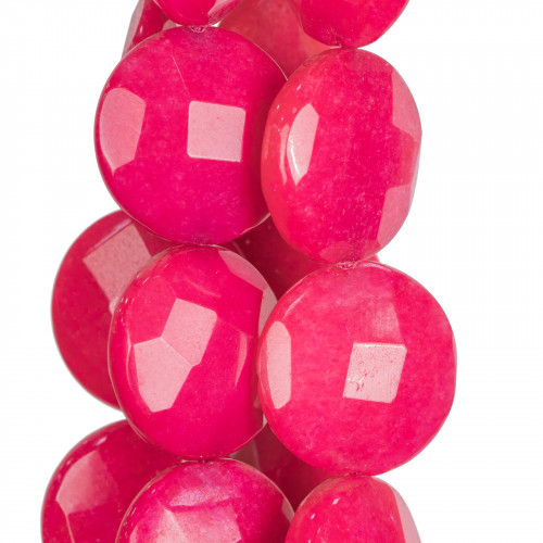 Fuchsia Jade Round Flat Faceted 25mm