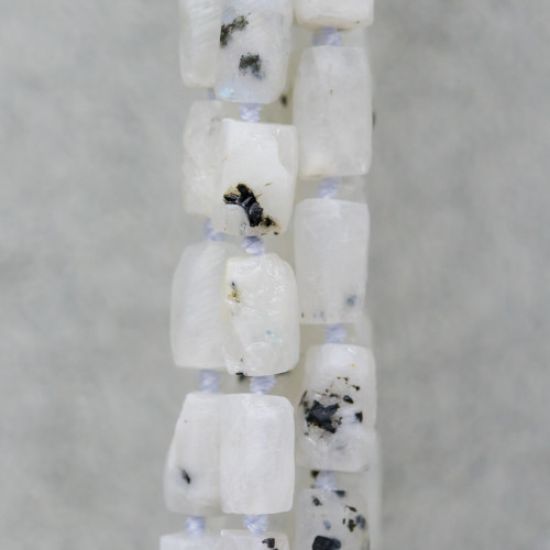 Λευκός Λαμπραδορίτης Σατέν Ματ Τραχύς Κύλινδρος Ακανόνιστη Πέτρα 6-8x9-12mm