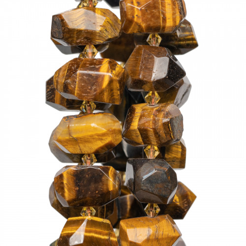 Tiger's Eye Yellow Irregular Stone Faceted Nuggets 18-20x12-15mm