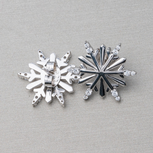 925 Silver Snowflake Stud Earrings 20mm