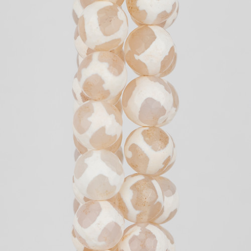 Tibetan Agate Faceted 10mm White Spotted