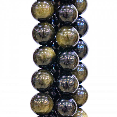Goldener Obsidian, rund, glatt, 12 mm