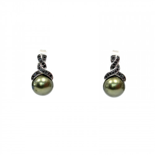 925 Silver Stud Earrings With Mallorcan Pearls 10x19mm