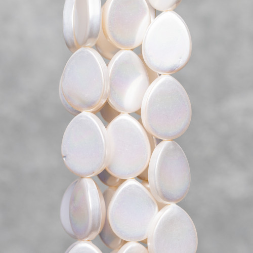 Perle di Maiorca Bianca Gocce Piatto 13x15mm