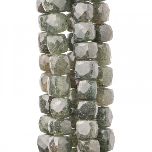 Indische Steine, maschinengeschnitten, facettierter Würfeldraht, 14–15 cm Durchmesser, 8–10 mm Aventurin