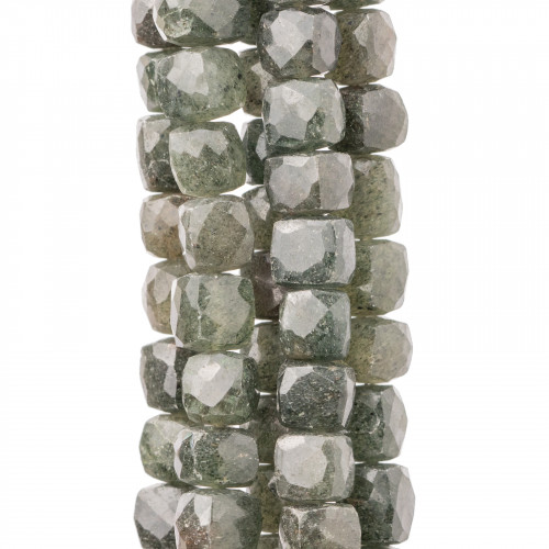 Piedras indias cortadas a máquina, alambre de cubo facetado, 14-15 cm de diámetro, 8-10 mm, aventurina