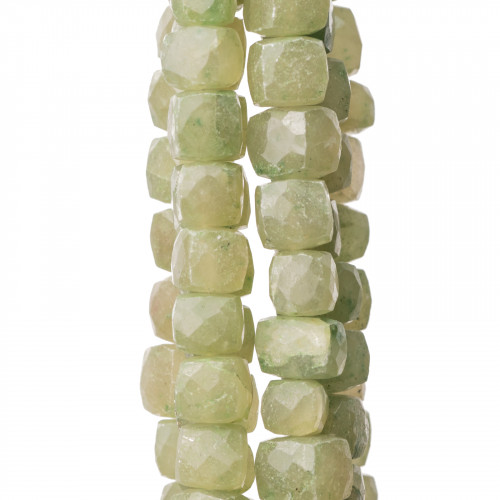 Piedras indias cortadas a máquina en forma de cubo, alambre facetado, 14-15 cm de diámetro, 8-10 mm, jade verde claro