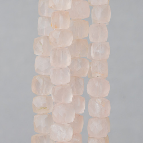 Indische Steine, maschinengeschnittener Würfel, facettierter Draht, 14–15 cm Durchmesser, 8–10 mm Rosenquarz