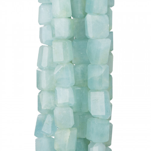 Indian Stones MachineCut unregelmäßiger facettierter Stein, 14–15 cm, Drahtgröße 8–10 x 13 mm, Aquamarin