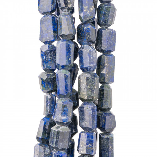 Indische Steine, maschinengeschliffener unregelmäßiger facettierter Stein, 14–15 cm, Drahtgröße 8–10 x 13 mm, Lapislazuli