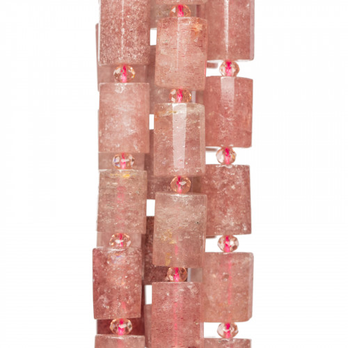 Strawberry Quartz Faceted Prism Cylinder 10x14mm