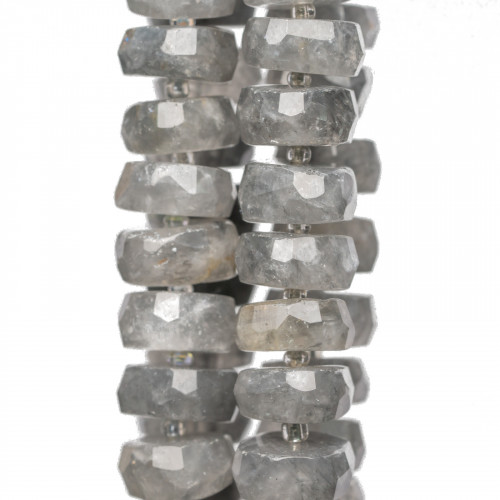 Gray Quartz Rondelle Irregular Faceted 13-16mm