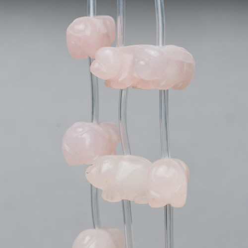 Rose Quartz Wire Animals 20x11mm Piglets 12pcs Approx.