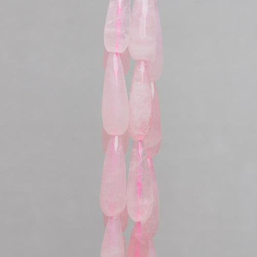 Rose Quartz Faceted Briolette Drops 10x30mm