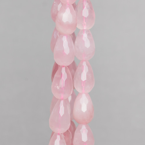 Rose Quartz Faceted Briolette Drops 12x16mm