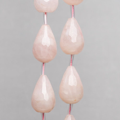 Rose Quartz Faceted Briolette Drops 20x30mm 10τεμ