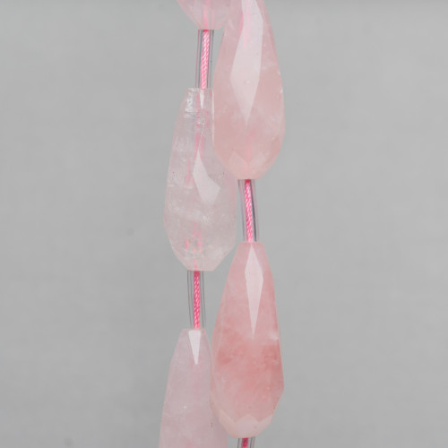 Rose Quartz Faceted Briolette Drops 20x50mm 6τεμ