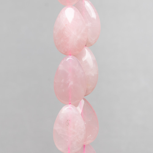 Rose Quartz Flat Drops Faceted 18x25mm