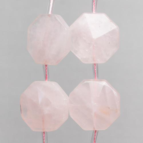 Rose Quartz Octagon Flat Faceted 30mm 10τεμ