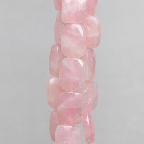 Rose Quartz Faceted Flat Rectangle 15x20mm