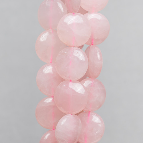 Rose Quartz Στρογγυλό Επίπεδο Λείο 15mm