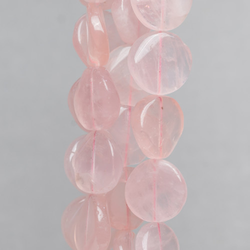 Rose Quartz Round Flat Smooth Twist 16mm Transparent