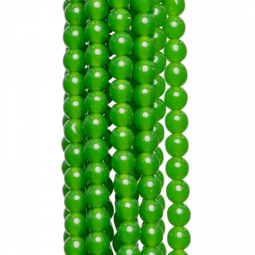 Resin Imitation of Burmese Jade Green Round Smooth 04mm