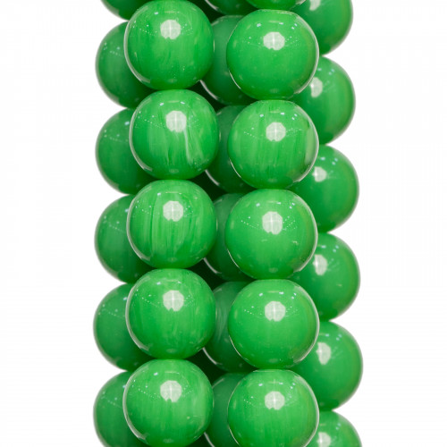 Resin Imitation of Burmese Jade Green Round Smooth 18mm