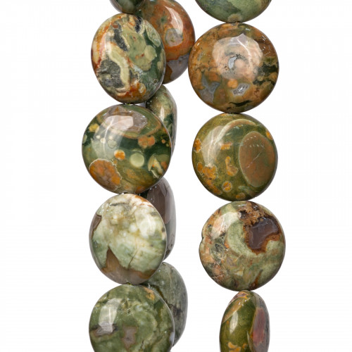 Rhyolite Round Flat Smooth 14mm Green