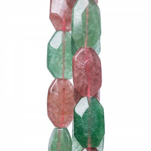 Strawberry Quartz - Strawberry Quartz Faceted Flat Stone 20x30mm Mix