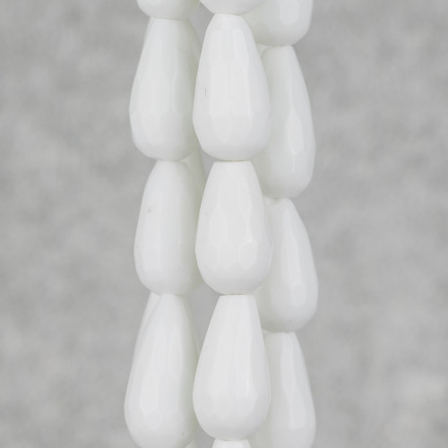 White Agate Drops Faceted Briolette 12x22mm Δεύτερη Επιλογή