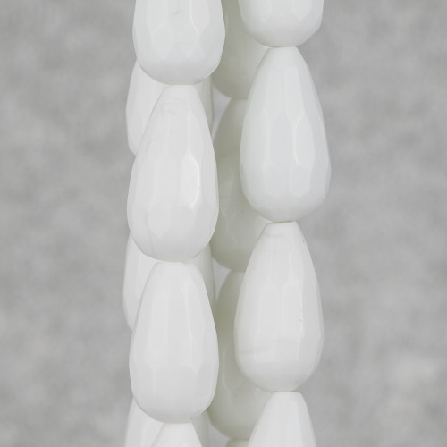 White Agate Drops Faceted Briolette 14x26mm Δεύτερη Επιλογή