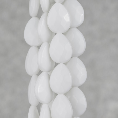 White Agate Drops Faceted Plate 08x12mm