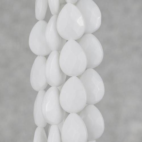 White Agate Drops Faceted Plate 13x18mm