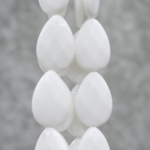 White Agate Drops Faceted Plate 15x20mm